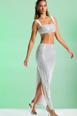 Oh Polly Party Dresses | Bride To Be^Embellished Mid Rise Gown Skirt in Silver