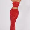 Oh Polly Skirts & Skorts | Co-Ords^Embellished Mid Rise Maxi Skirt in Fire Red FireRed