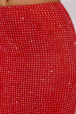 Oh Polly Skirts & Skorts | Co-Ords^Embellished Mid Rise Maxi Skirt in Fire Red FireRed