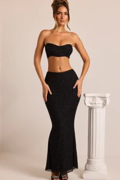 Oh Polly Skirts & Skorts | Co-Ords^Embellished Mid-Rise Maxi Skirt in Black
