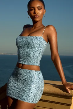 Oh Polly Skirts & Skorts | Bottoms^Embellished Mid-Rise Micro Mini Skirt in Light Blue LightBlue