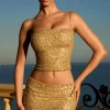 Oh Polly Skirts & Skorts | Bottoms^Embellished Mid-Rise Micro Mini Skirt in Gold