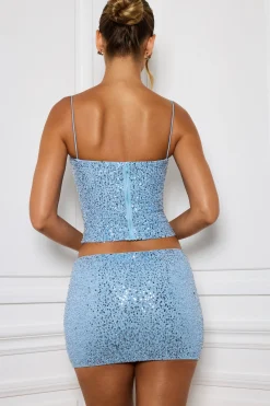 Oh Polly Skirts & Skorts | Bottoms^Embellished Mid-Rise Micro Mini Skirt in Light Blue LightBlue