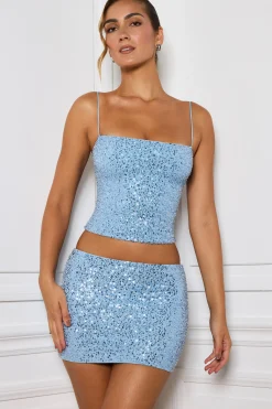 Oh Polly Skirts & Skorts | Bottoms^Embellished Mid-Rise Micro Mini Skirt in Light Blue LightBlue