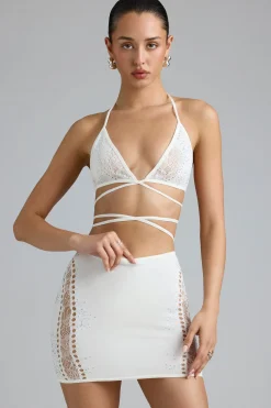 Oh Polly Women'S Clothing Sale - $65 And Under | Women'S Clothing Sale - $40 And Under^Embellished Mid-Rise Mini Skirt in Ivory