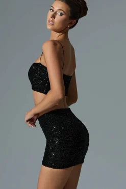 Oh Polly Skirts & Skorts | Bottoms^Embellished Mid-Rise Mini Skirt in Black