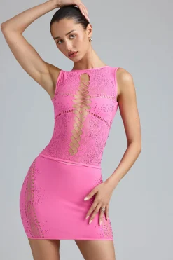 Oh Polly Women'S Clothing Sale - $65 And Under | Women'S Clothing Sale - $40 And Under^Embellished Mid-Rise Mini Skirt in Bubblegum Pink BubblegumPink