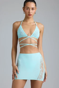 Oh Polly Women'S Clothing Sale - $65 And Under | Women'S Clothing Sale - $40 And Under^Embellished Mid-Rise Mini Skirt in Ice Blue IceBlue