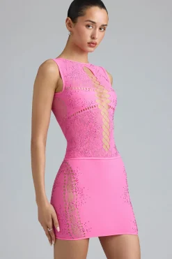 Oh Polly Women'S Clothing Sale - $65 And Under | Women'S Clothing Sale - $40 And Under^Embellished Mid-Rise Mini Skirt in Bubblegum Pink BubblegumPink