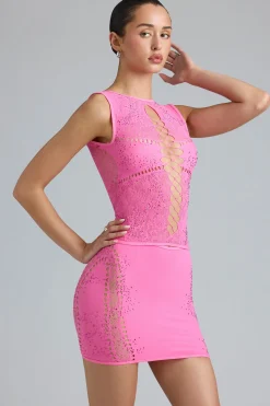 Oh Polly Women'S Clothing Sale - $65 And Under | Women'S Clothing Sale - $40 And Under^Embellished Mid-Rise Mini Skirt in Bubblegum Pink BubblegumPink