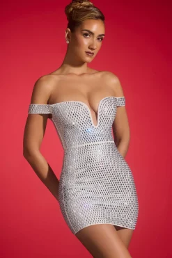 Oh Polly Party Dresses | Birthday^Embellished Off-Shoulder Mini Dress in White
