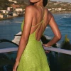 Oh Polly Party Dresses | Birthday^Embellished Open-Back A-Line Mini Dress in Pear Green PearGreen