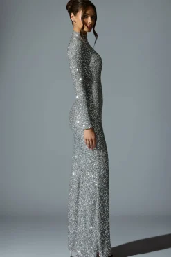 Oh Polly Holiday Party Dresses & Outfits^Embellished Open-Back Gown in Silver