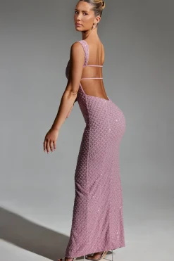 Oh Polly Party Dresses | Homecoming Dresses^Embellished Open-Back Maxi Dress in Mauve