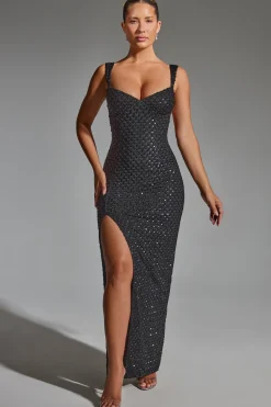 Oh Polly Party Dresses | Homecoming Dresses^Embellished Open-Back Maxi Dress in Black
