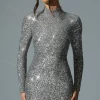 Oh Polly Party Dresses | Holiday Party Dresses & Outfits^Embellished Open-Back Mini Dress in Silver