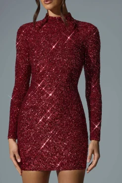 Oh Polly Party Dresses | Holiday Party Dresses & Outfits^Embellished Open-Back Mini Dress in Red