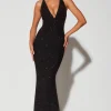 Oh Polly Wedding Guest | Party Dresses^Embellished Plunge Halter Neck Evening Gown in Black