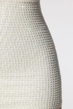 Oh Polly Party Dresses | Bride To Be^Embellished Plunge Neck Low Back Evening Gown in Ivory