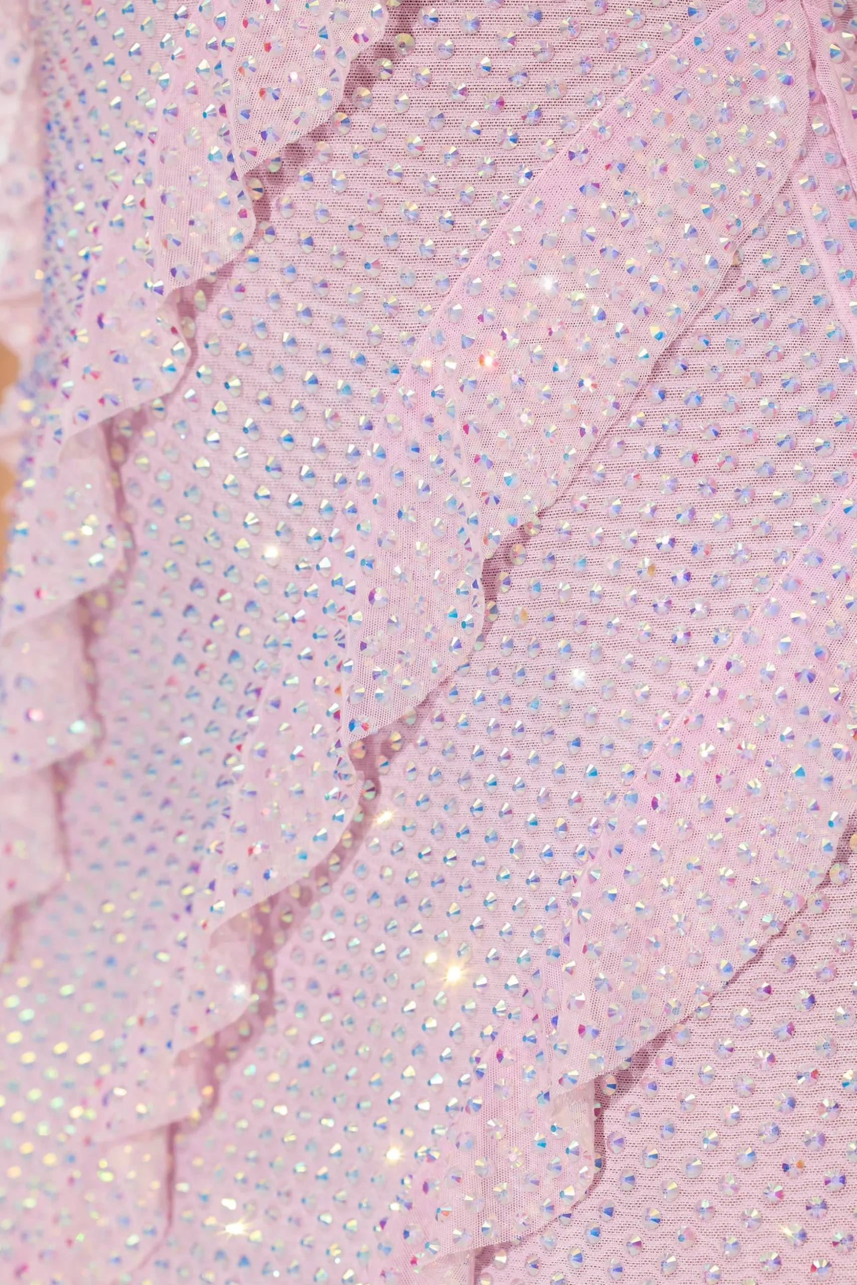 Oh Polly Party Dresses | Birthday^Embellished Ruffle Mini Dress in Soft Pink SoftPink