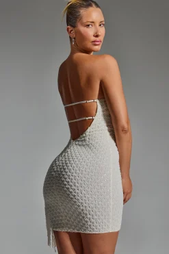Oh Polly Party Dresses | Bride To Be^Embellished Ruffled Cowl-Neck Bandeau Mini Dress in White