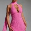 Oh Polly Party Dresses | Homecoming Dresses^Embellished Scarf-Detail Halterneck Mini Dress in Hot Pink HotPink