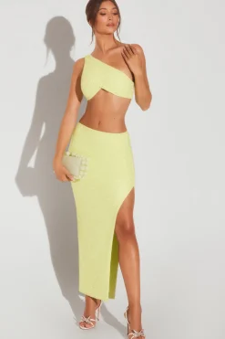 Oh Polly Women'S Clothing Sale - $65 And Under | Women'S Clothing Sale - $40 And Under^Embellished Side Split Maxi Skirt in Lime Green LimeGreen