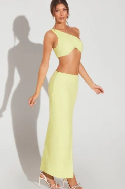 Oh Polly Women'S Clothing Sale - $65 And Under | Women'S Clothing Sale - $40 And Under^Embellished Side Split Maxi Skirt in Lime Green LimeGreen