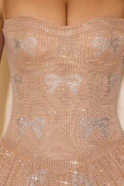 Oh Polly Embellished Dresses^Embellished Skater Mini Dress in Almond