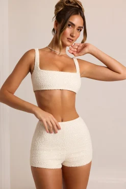 Oh Polly Co-Ords | Tops^Embellished Square Neck Bralette in White