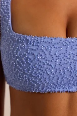 Oh Polly Co-Ords | Tops^Embellished Square Neck Bralette in Powder Blue PowderBlue