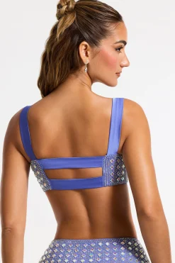 Oh Polly Women'S Clothing Sale - $65 And Under | Women'S Clothing Sale - $40 And Under^Embellished Square Neck Crop Top in Blue