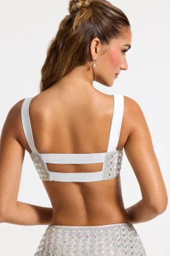 Oh Polly Women'S Clothing Sale - $65 And Under | Party Dresses^Embellished Square Neck Crop Top in Silver