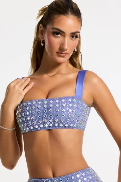 Oh Polly Women'S Clothing Sale - $65 And Under | Women'S Clothing Sale - $40 And Under^Embellished Square Neck Crop Top in Blue