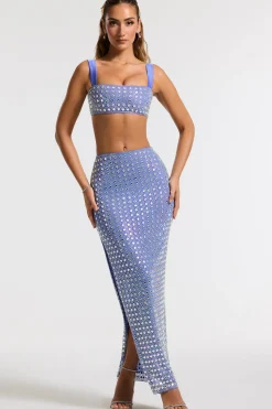 Oh Polly Women'S Clothing Sale - $65 And Under | Women'S Clothing Sale - $40 And Under^Embellished Square Neck Crop Top in Blue