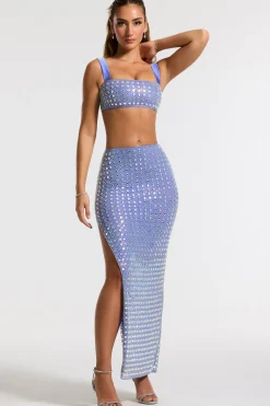 Oh Polly Women'S Clothing Sale - $65 And Under | Women'S Clothing Sale - $40 And Under^Embellished Square Neck Crop Top in Blue
