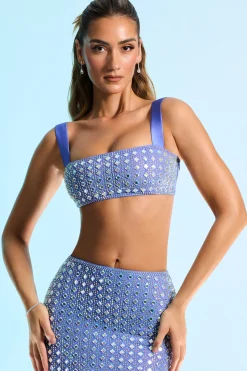 Oh Polly Women'S Clothing Sale - $65 And Under | Women'S Clothing Sale - $40 And Under^Embellished Square Neck Crop Top in Blue