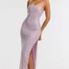 Oh Polly Party Dresses | Homecoming Dresses^Embellished Square Neck Evening Gown in Lilac