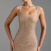 Oh Polly Party Dresses | Homecoming Dresses^Embellished Square-Neck Mini Dress in Almond