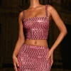Oh Polly Co-Ords | Tops^Embellished Square-Neck Top in Watermelon