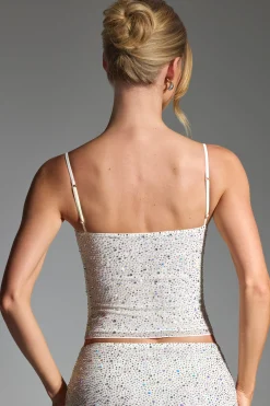 Oh Polly Co-Ords | Tops^Embellished Square-Neck Top in White