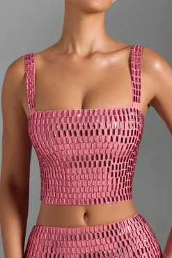 Oh Polly Co-Ords | Tops^Embellished Square-Neck Top in Watermelon