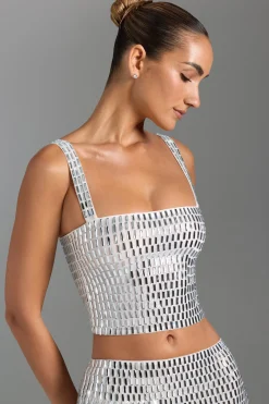 Oh Polly Co-Ords | Tops^Embellished Square-Neck Top in White