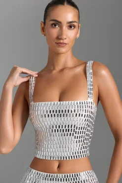 Oh Polly Co-Ords | Tops^Embellished Square-Neck Top in White