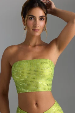 Oh Polly Co-Ords | Tops^Embellished Strap-Detail Top in Pear Green PearGreen