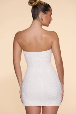 Oh Polly Party Dresses | Bride To Be^Embellished Strapless Cowl Neck Mini Dress in Ivory