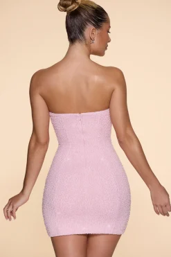 Oh Polly Party Dresses | Birthday^Embellished Strapless Cowl Neck Mini Dress in Blush