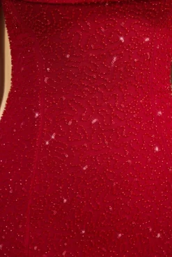 Oh Polly Embellished Dresses^Embellished Strapless Cowl-Neck Mini Dress in True Red TrueRed