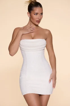 Oh Polly Party Dresses | Bride To Be^Embellished Strapless Cowl Neck Mini Dress in Ivory