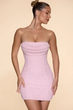 Oh Polly Party Dresses | Birthday^Embellished Strapless Cowl Neck Mini Dress in Blush